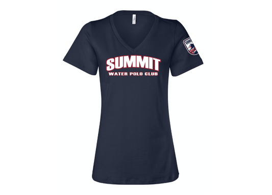 Summit Water Polo Club Custom Navy Women's V-Neck T-Shirt