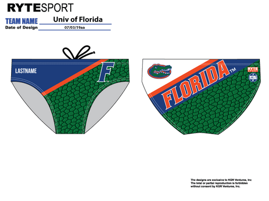 University of Florida Custom Men's Water Polo Suit - Personalized