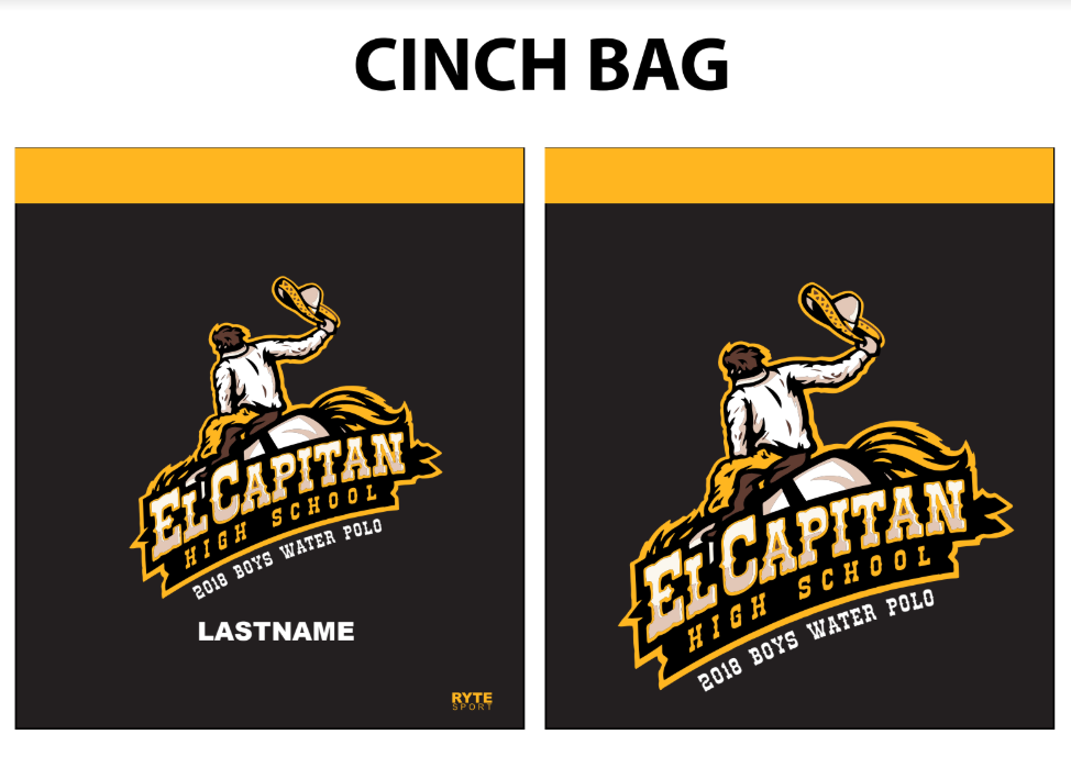 El Capitan Custom Water Polo Cinch Bag