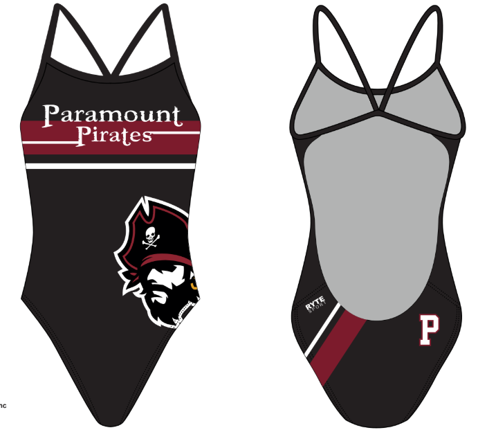 Paramount High School 2019 Swim Team Women's Open Back Thin Strap Swimsuit