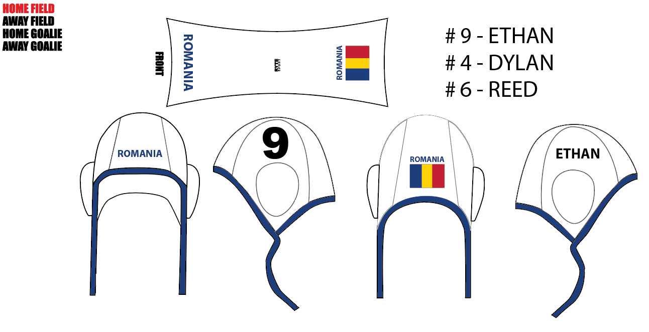 Romania caps  # 9 - ETHAN # 4 - DYLAN  # 6 - REED