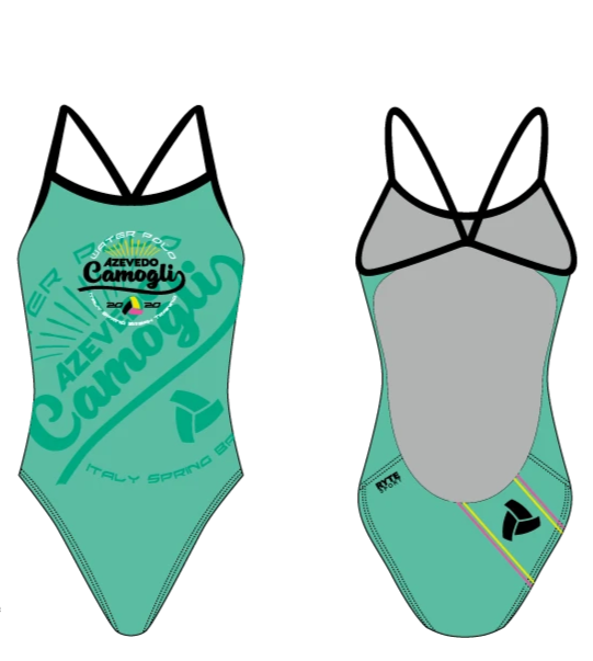 Azevedo Camogli 2020 Training Camp Green Women’s Open Back Thin Strap Swimsuit