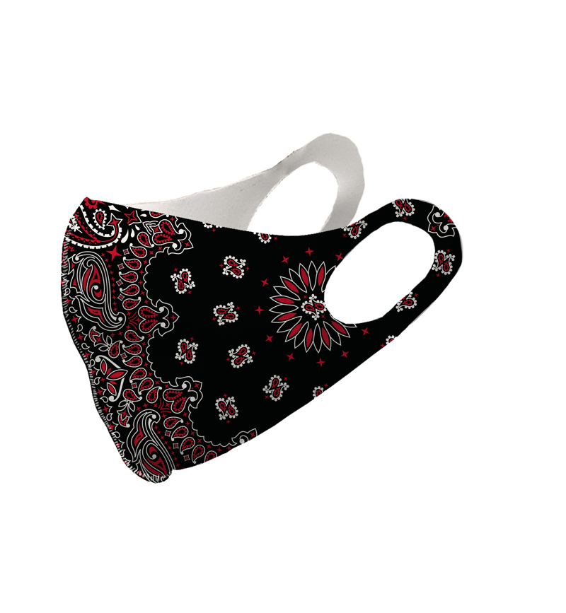Black and Red Paisley Olson Face Mask
