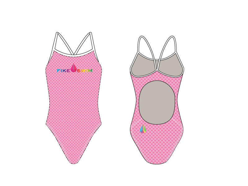 Fike Custom Pink Spectrum Active Back Thin Strap Swimsuit