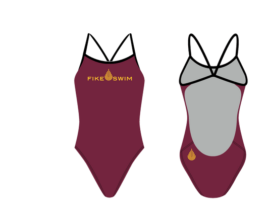 FIKE Maroon Gold Open Back Swim Suit