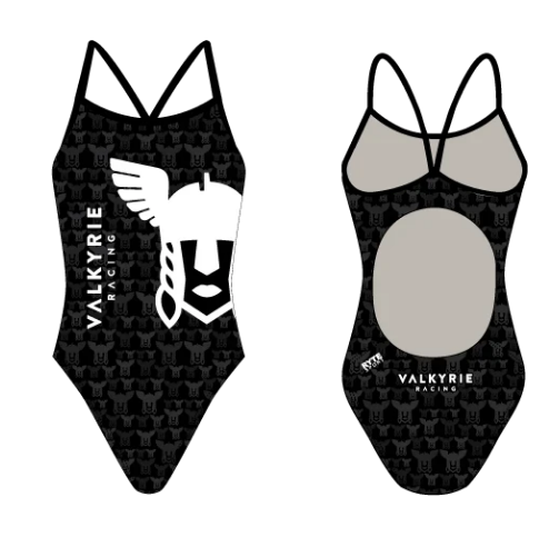 Valkyrie Racing Custom Black Women’s Active Back Thin Strap Swimsuit