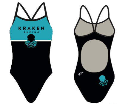 Kraken Racing Custom Teal Women’s Active Back Thin Strap Swimsuit