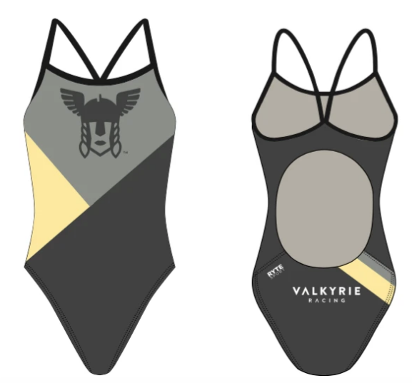 Valkyrie Racing Custom Gray Women’s Active Back Thin Strap Swimsuit
