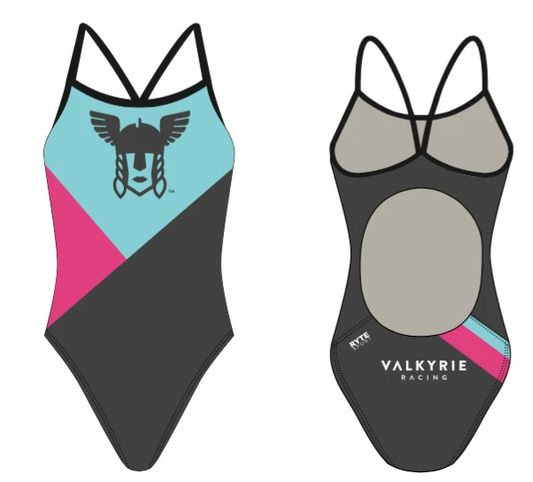 Valkyrie Racing Custom Blue Women’s Active Back Thin Strap Swimsuit