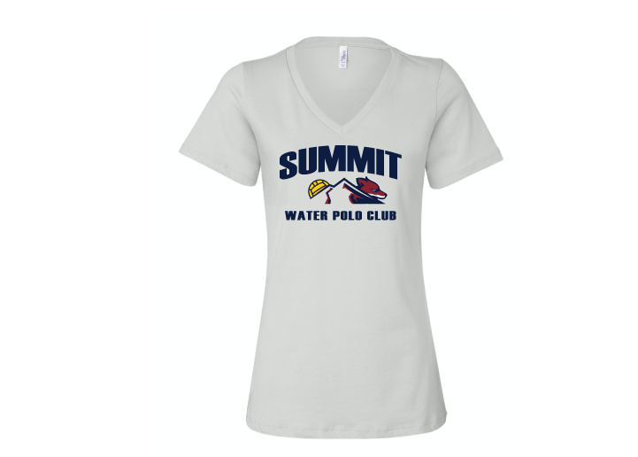 Summit Water Polo Club Custom White Women's V-Neck T-Shirt